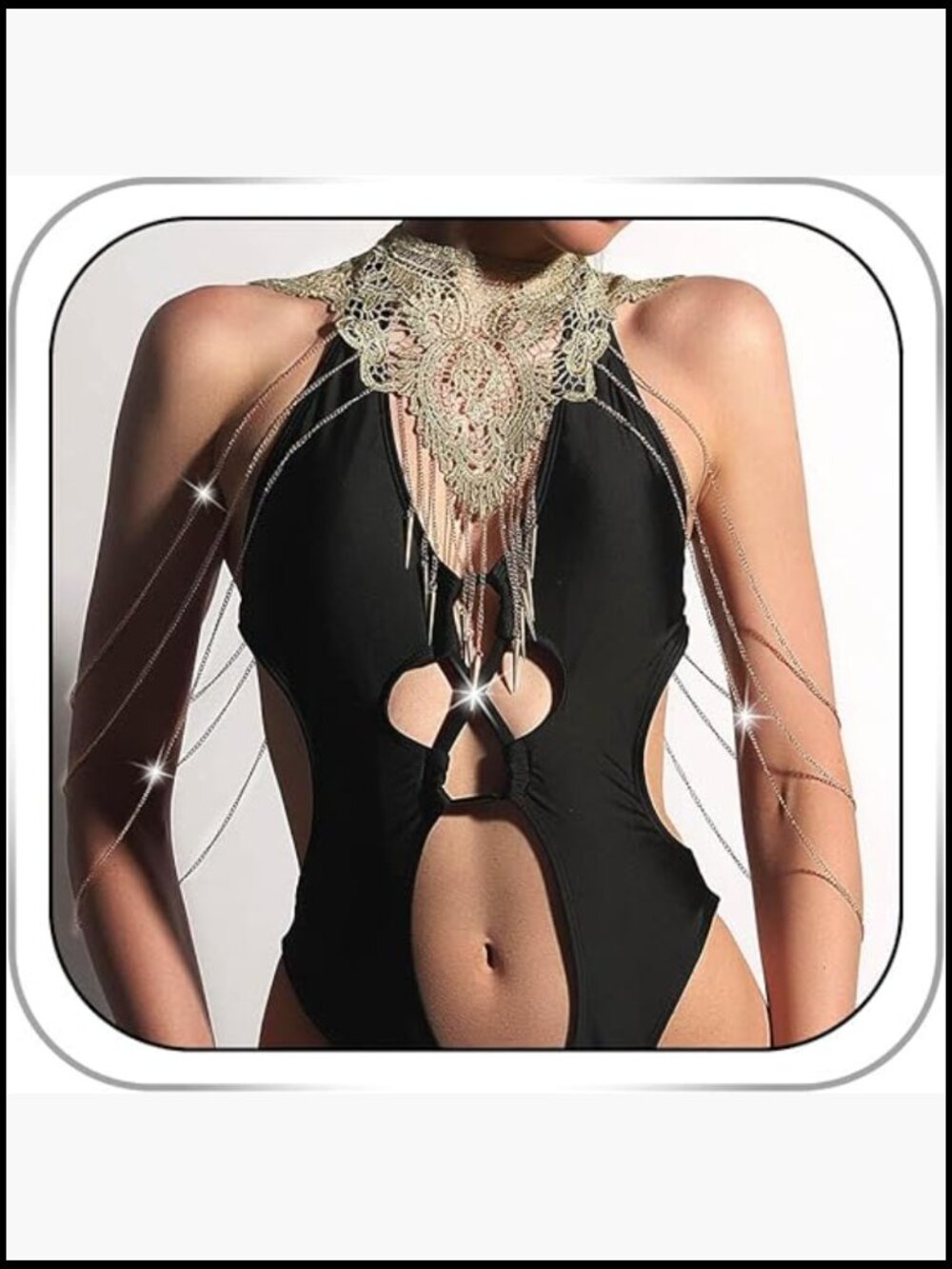Boho Body Chain Harness Necklace Sexy Crossover Tassel Adjustable Layered